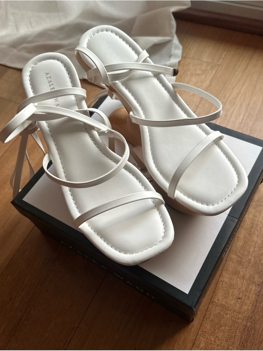 Azalee White Strappy Square-Toe Platform Sandals
